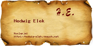 Hedwig Elek névjegykártya